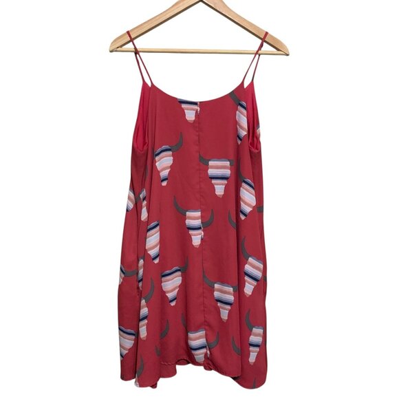 VTG‎ Altar’d State Dress A-Line Longhorn Rainbow Skull Print Sz M USA Sleeveless - Picture 11 of 16